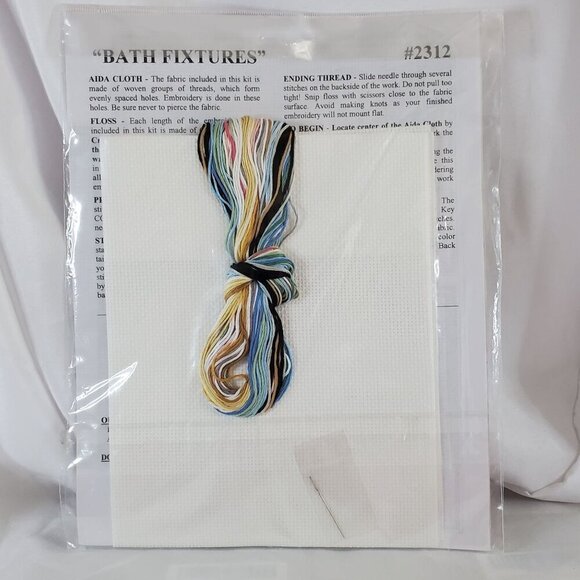 Set Of Three 6" X 8" Counted Cross Stitch Kits "Bathroom Fixtures" Design Works - Picture 2 of 6